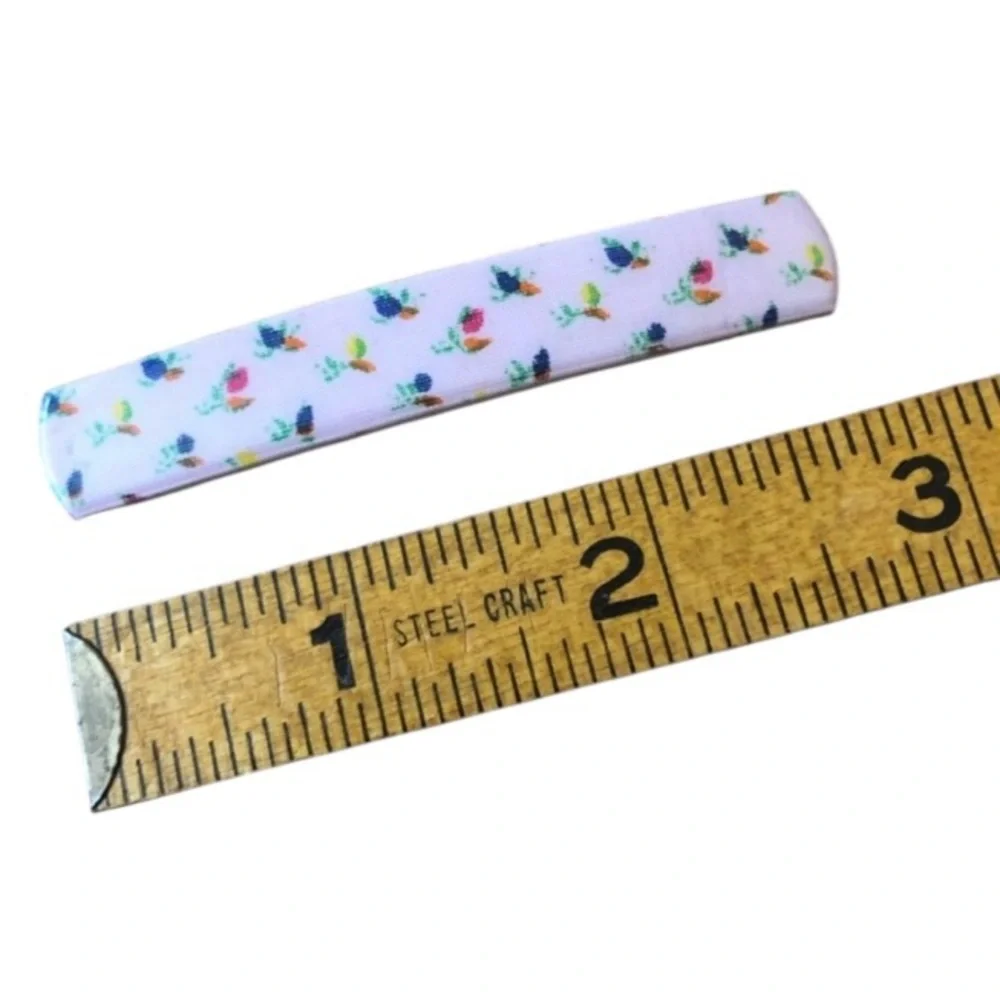 1980’s Dainty Floral French Bar Barrette, Pink Floral, Unworn